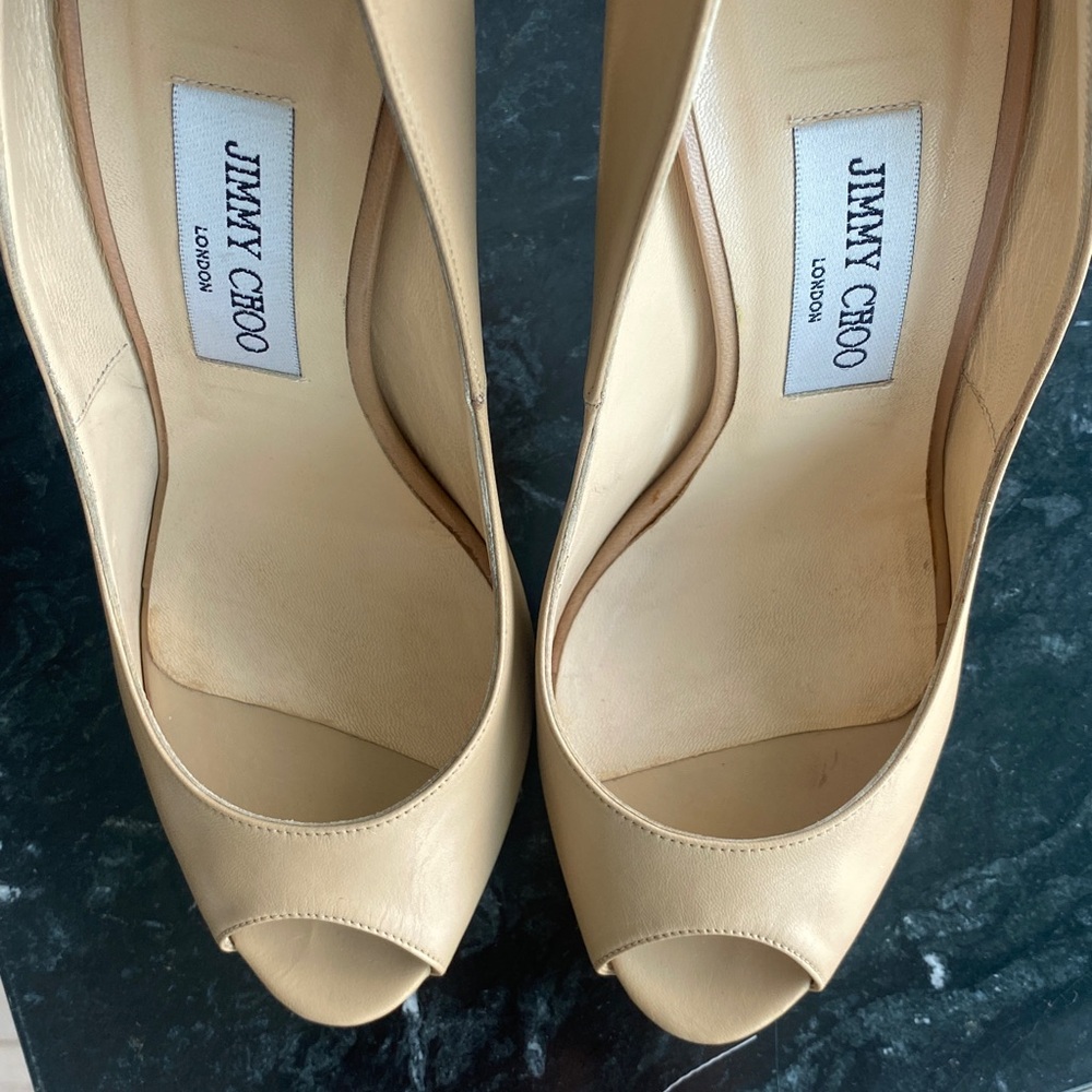 Jimmy Choo Quiet Calfskin open toe shoes Nude - Picture 5 of 9